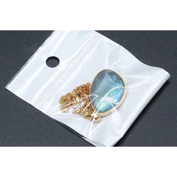 Gold edged large teardrop flash genuine labradorite pendant new natural - Picture 2 of 4